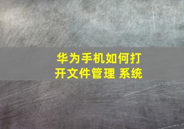 华为手机如何打开文件管理 系统